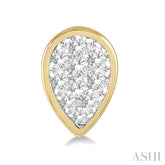 1/2 Ctw Pear Shape Lovebright Round Cut Diamond Bezel Stud Earring in 14K Yellow and White Gold